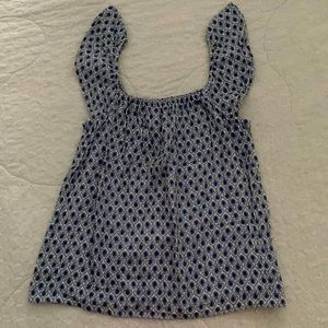 Ann Taylor Blue Off The Shoulder Tank Top Blouse